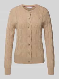 Tommy Hilfiger Vest SOFT WOOL CABLE C-NK LS CARDIGAN met kabelpatroon van zuivere wol