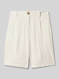 Blue Effect Korte regular fit linnen broek met bandplooien