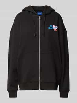 Hugo Blue Oversized sweatjack met ritssluiting model 'Doa'