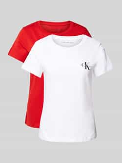 Calvin Klein Jeans T-shirt met labelprint in een set van 2 stuks