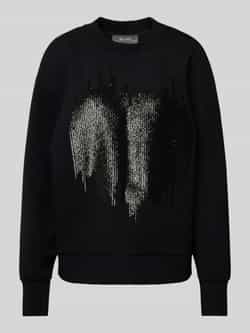 MOS MOSH Zwarte Glam Sweatshirt met Pailletdetails Black Dames