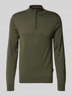 HECHTER PARIS Gebreide pulllover met opstaande kraag en ritssluiting