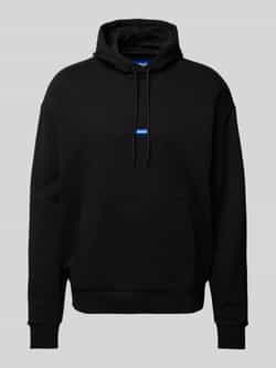 Hugo Boss Logo Patch Hoodie in Katoen French Terry Black Heren