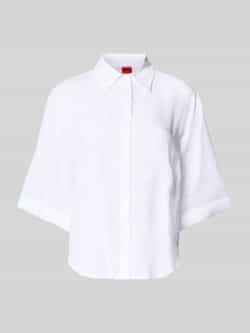 HUGO Relaxed fit linnen overhemdblouse met borstzak model 'Evona'