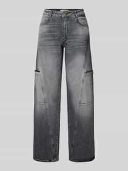 ETIQUETT ESSENTIALS Wide leg jeans met strookzakken model 'Lola'