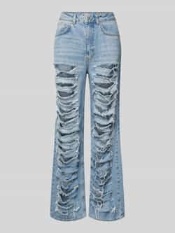 Review Straight leg jeans in destroyed-look