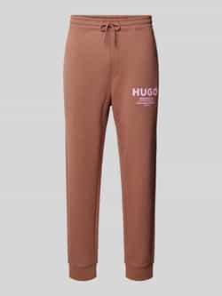 Hugo Blue Tapered fit sweatpants met labelprint model 'Nevez'