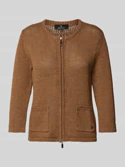Monari Gebreid jack met tweewegsritssluiting en 3 4-mouwen
