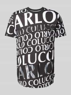 Carlo colucci T-shirt met geribde ronde hals