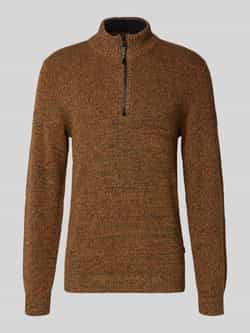 Camel active Slim fit schipperstrui met ritssluiting model 'Mouline'