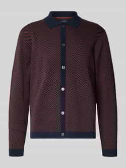 Christian Berg Men Regular fit gebreid jack met platte kraag