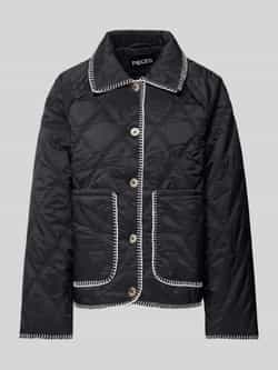 Pieces Regular fit gewatteerd jack met naden met statement op de zomen model 'NAIMA'