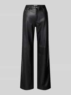 ONLY coated high waist straight fit broek ONLKIRI zwart