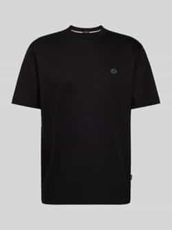Hugo Boss Katoenen T-shirt met Front Logo Patch Black Heren