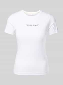 Guess Short Sleeve Cotton Logo Print T-shirt White Dames