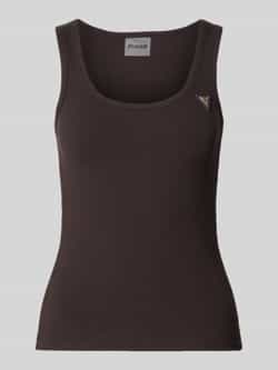 Tanktop in riblook met labelapplicatie model 'COLETTE'
