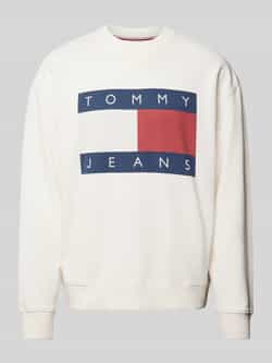 Tommy Jeans Witte Crewneck Sweatshirt Casual Herfst Winter White Heren
