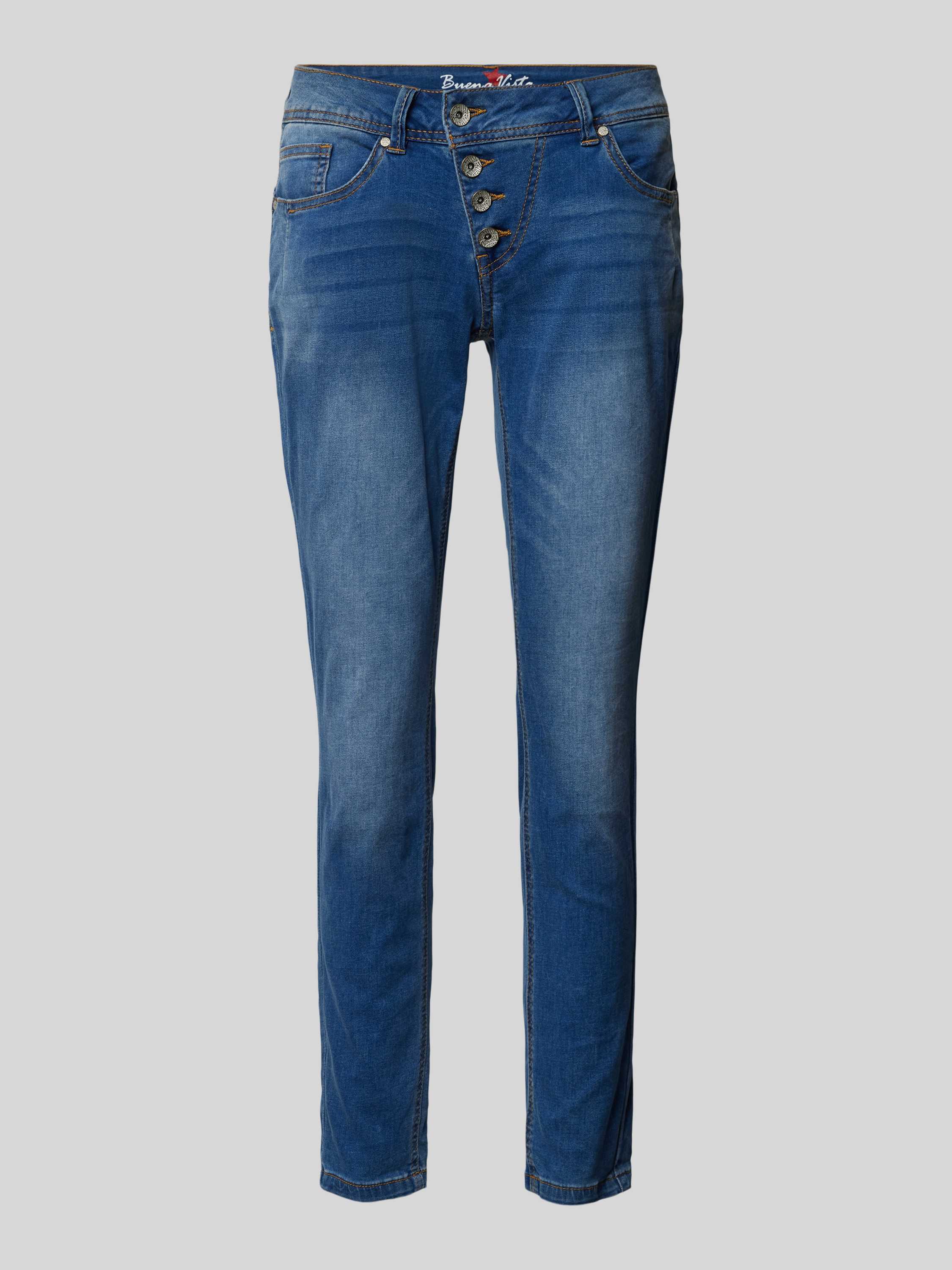 Buena Vista Slim fit jeans met asymmetrische knoopsluiting model 'Malibu'