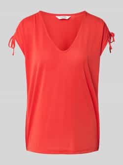 B.Young T-shirt met geribde V-hals model 'PERL'