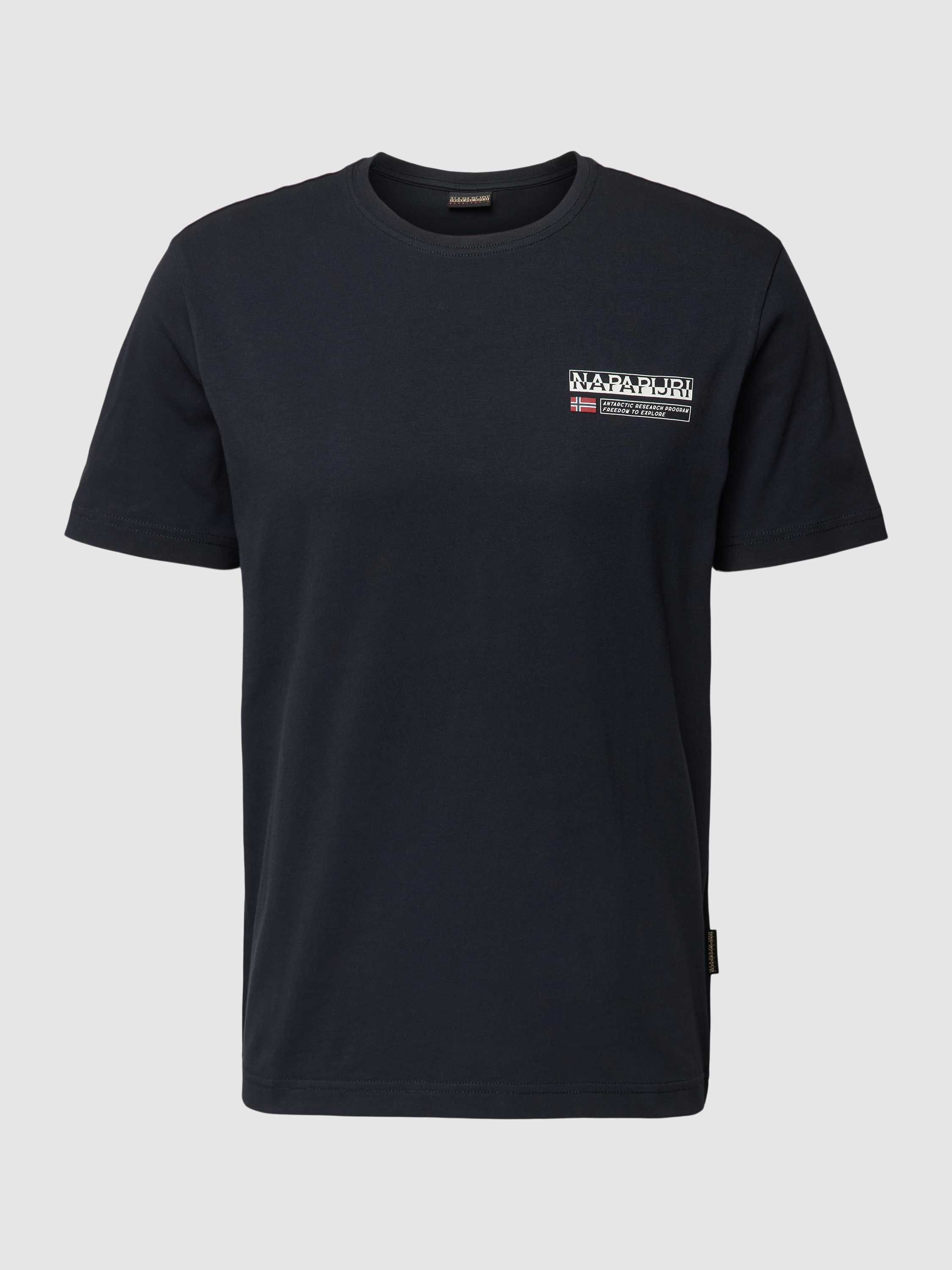 Napapijri Zwarte Katoenen T-Shirt met Print Logo Black Heren