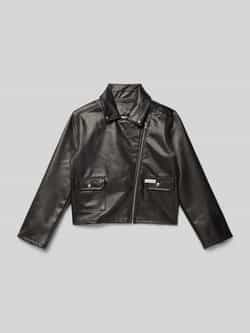 Calvin Klein Jeans Bikerjack in leerlook met klepzakken