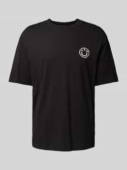 Hugo Blue T-shirt met label- en motiefprint model 'Nugoyork'