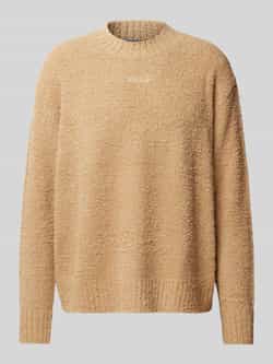 Hugo Blue Gebreide pullover met labelstitching model 'Sanou'
