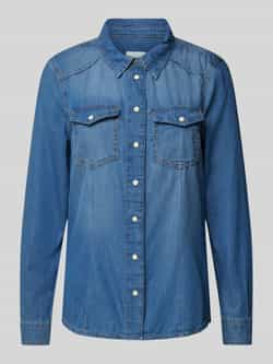 Only Denim Blouse met Lange Mouwen Alexa Stijl Blue Dames