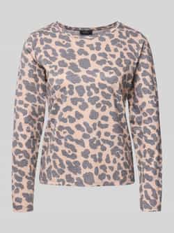Monari Shirt met lange mouwen in luipaardlook met ronde hals
