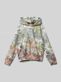 S.Oliver hoodie met all over print bruin grijs groen