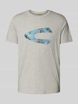 Camel active T-shirt met geribde ronde hals