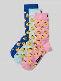 Happy Socks Sokken met labeldetails in een set van 3 paar model 'Rubber Duck'