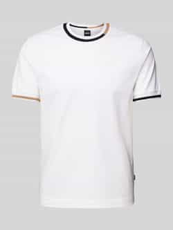 Boss Black Witte Katoenen T-shirt met Contrasterende Details White Heren