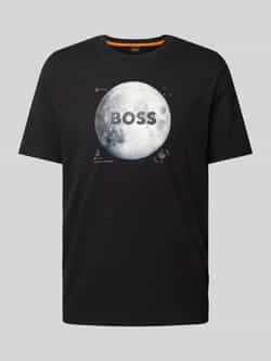 Boss Orange T-shirt met motief- en labelprint model 'Moon'