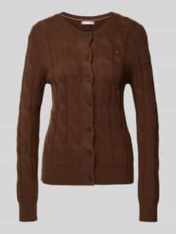 Tommy Hilfiger Regular fit gebreid jack van zuivere wol met kabelpatroon