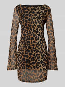 Only Soepele mesh jurk met luipaardprint model 'PARIS'
