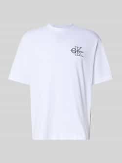 Calvin Klein Jeans Regular fit T-shirt met logostitching model 'Micro'