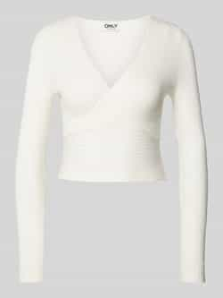 Only V-hals Gebreide Top Lente Zomer Collectie White Dames