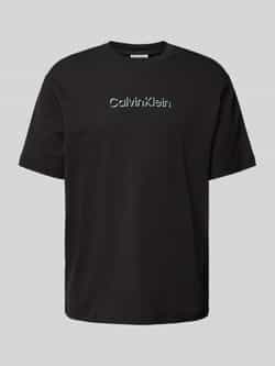 Calvin Klein Zwarte Katoenen T-shirt met Ronde Hals Blue Heren