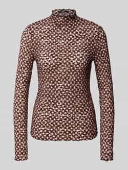 Zero Shirt met lange mouwen opstaande kraag en golvende zoom