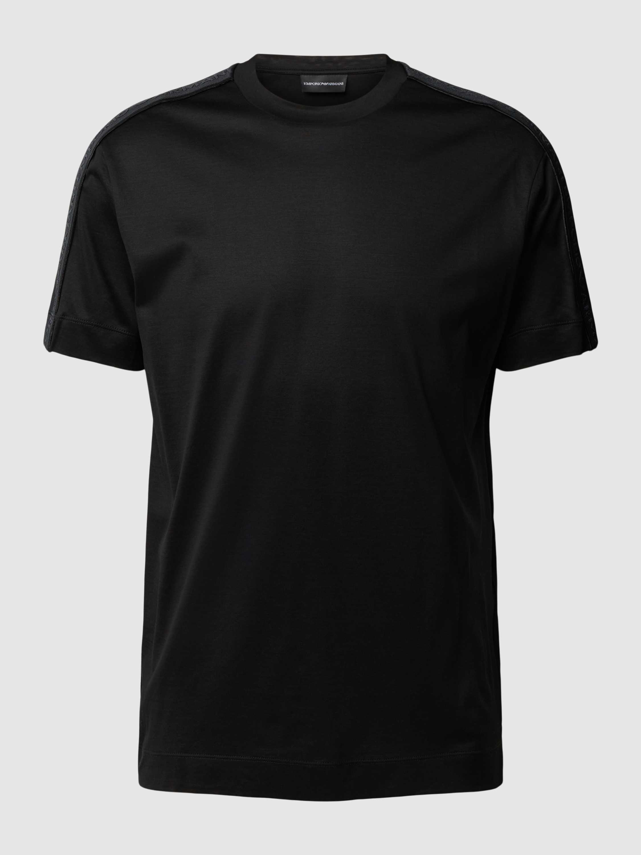 Emporio Armani Zwarte Lyocell Logo T-Shirt Korte Mouw Black Heren