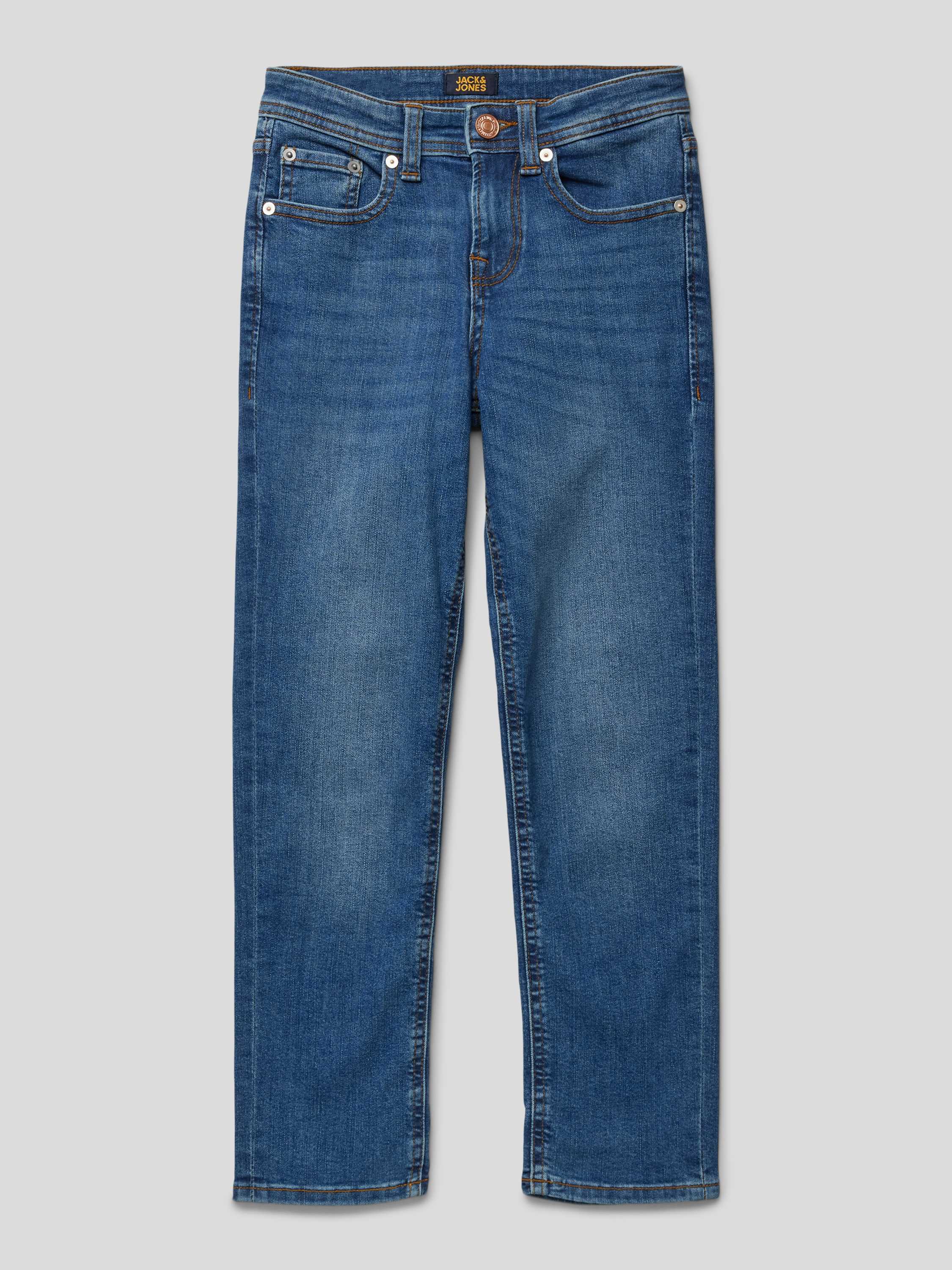 Jack & jones JUNIOR regular jeans JJICLARK medium blue denim Blauw Jongens Stretchdenim 134