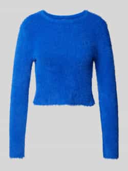 Hugo Blue Gebreide pullover met labelstitching model 'Suverry'