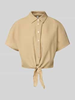 Only Korte overhemdblouse van een mix van viscose en katoen met linnen model 'JAKIRI'