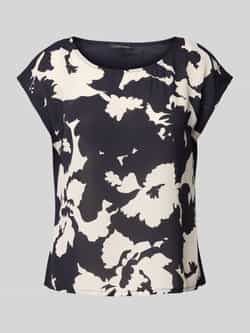 Comma T-shirt van viscosemix met ronde hals