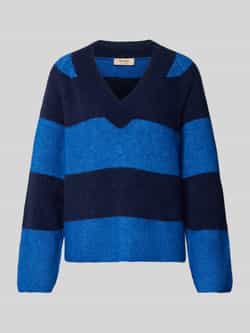MOS MOSH Gebreide pullover van wolmix met streepmotief model 'Taci'