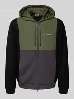 EA7 Emporio Armani Sweatjack met viscose in colour-blocking-design