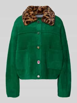 Essentiel Antwerp Loose fit jack van imitatiebont met afneembare fly-away-kraag