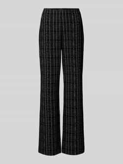 Comma geruite straight fit pantalon zwart grijs