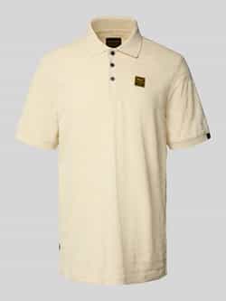 PME Legend regular polo met ingebreid patroon ecru
